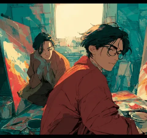 读者在书架前挑选漫画的场景
